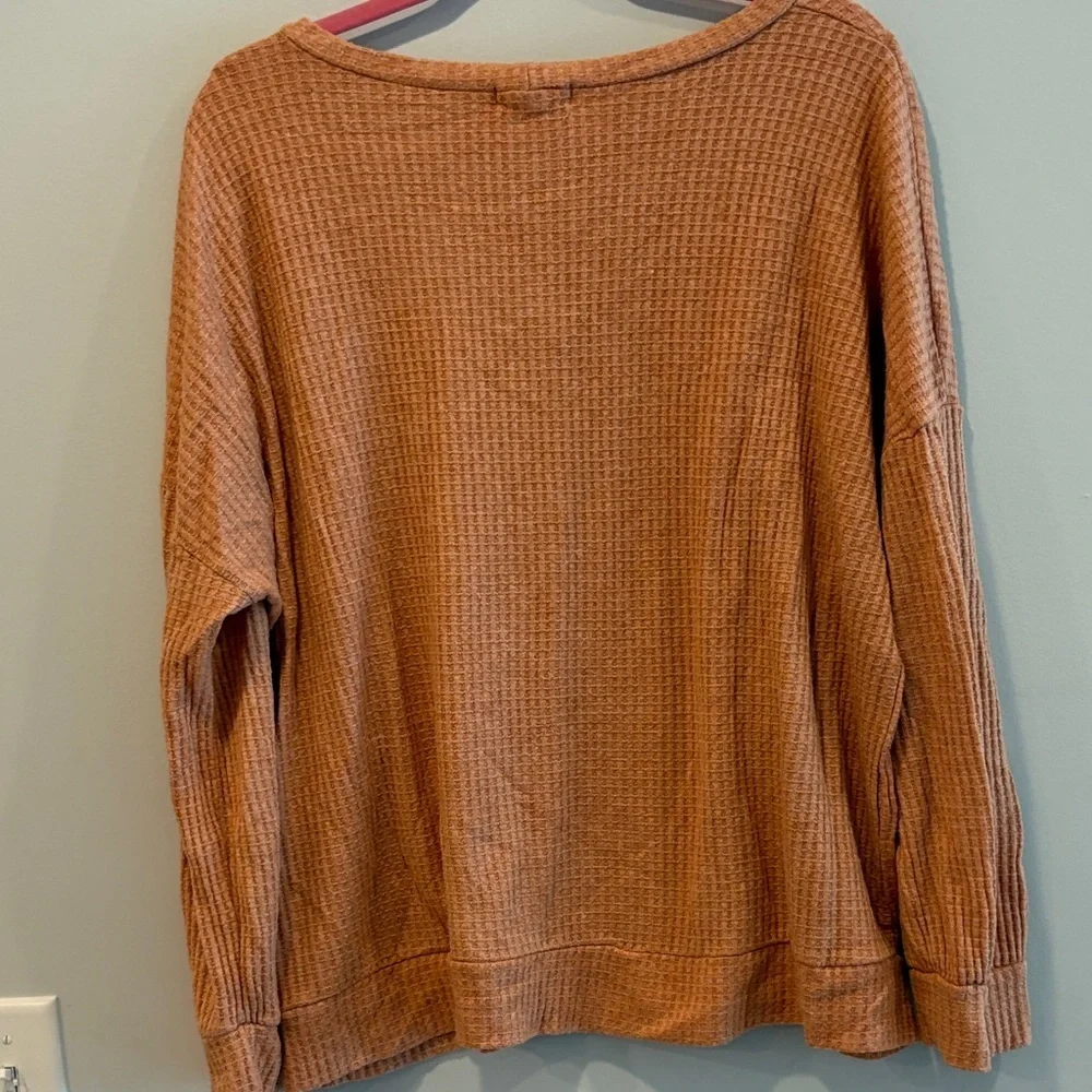 First Love Brown Waffle Knit Sweatshirt